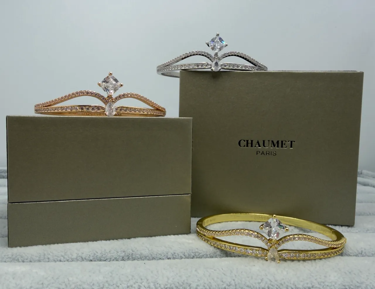 Chanel Gold Transparent Double-Banded Pavé-Set Bracelet 3