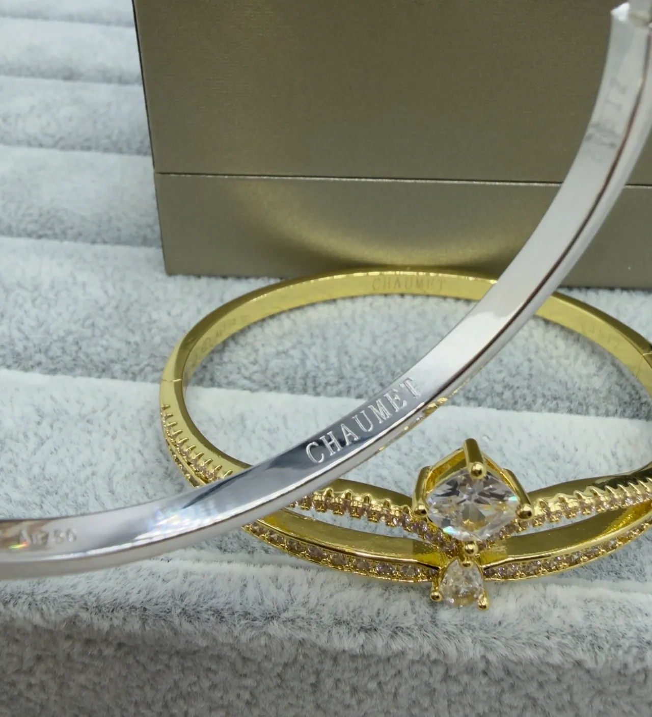 Chanel Gold Transparent Double-Banded Pavé-Set Bracelet 4