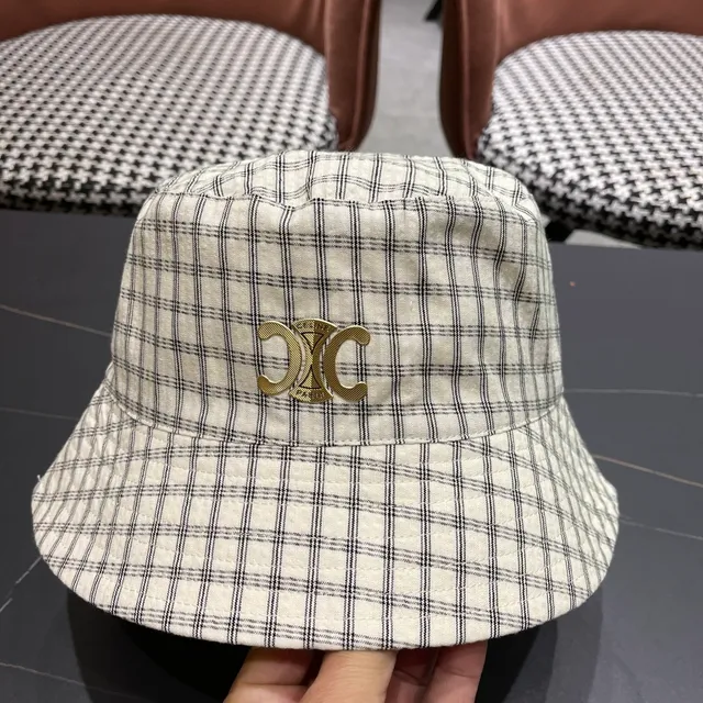 Chanel Interlocking CC Logo प्लेड बकेट हट 4