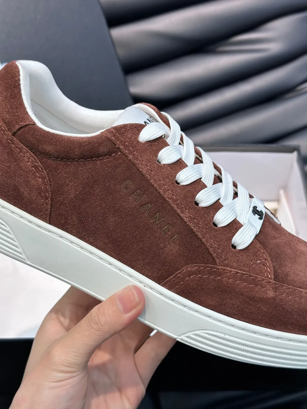 Chanel Lifestyle Sneaker Brown White Suede Upper Laces Lifestyle Sneakers 7