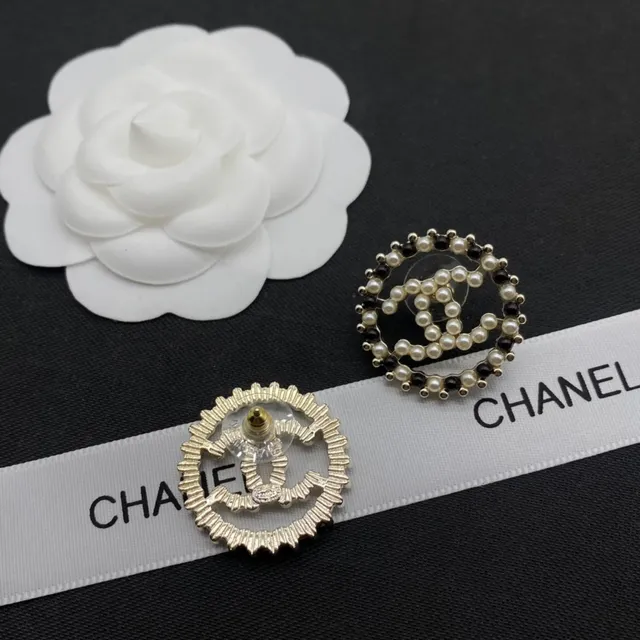 Chanel Pearl and Black Bead CC Logo Stud Earrings 2