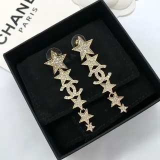 Chanel Star and CC Crystal Pavé Cascade Drop Earrings