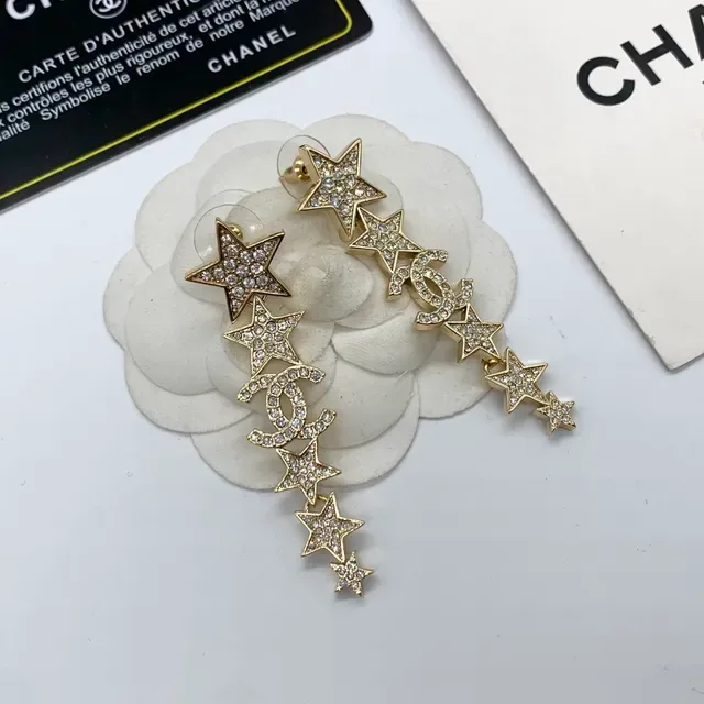 Chanel Star and CC Crystal Pavé Cascade Drop Earrings 2