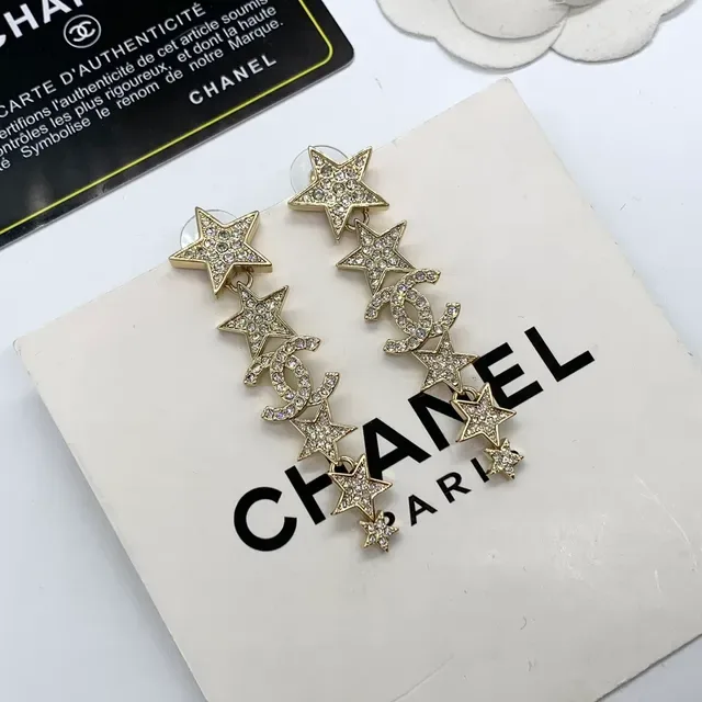 Chanel Star and CC Crystal Pavé Cascade Drop Earrings 4