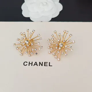 Chanel Sunburst Crystal Gold-Tone Stud Earrings