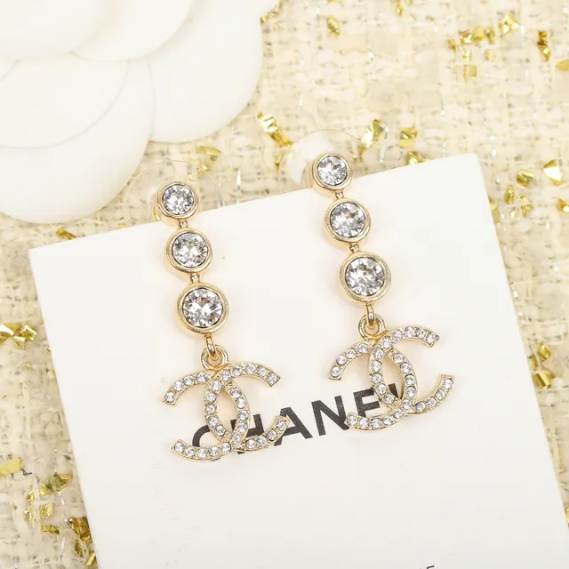 Chanel Triple Bead CC Logo Drop Earrings 3