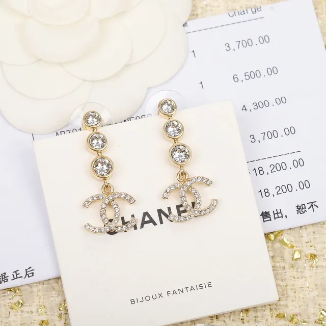 Chanel Triple Bead CC Logo Drop Earrings 4