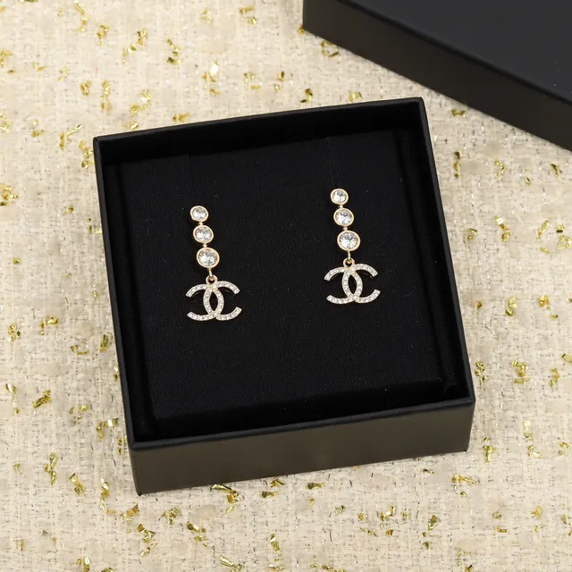 Chanel Triple Bead CC Logo Drop Earrings 5