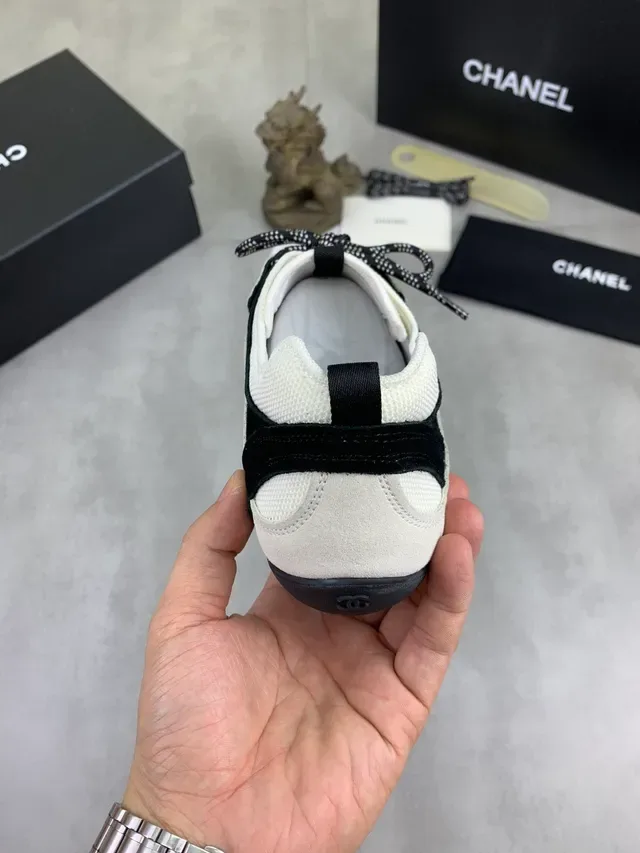 Chanel Two-Tone Suede and Fabric Lace-Up Sneaker 3