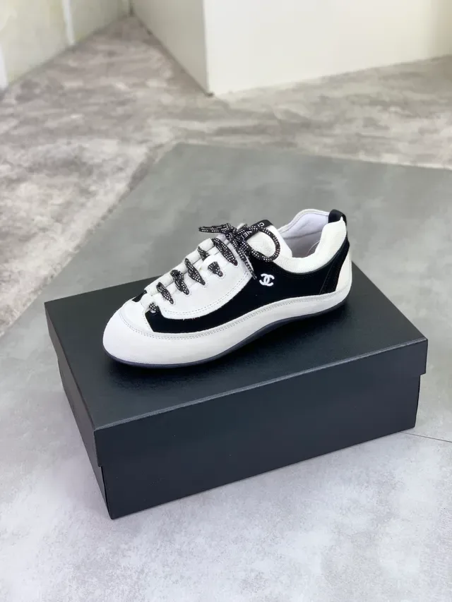 Chanel Two-Tone Suede and Fabric Lace-Up Sneaker 4