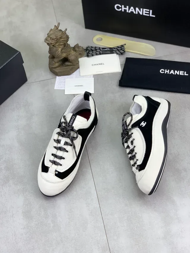 Chanel Two-Tone Suede and Fabric Lace-Up Sneaker 5