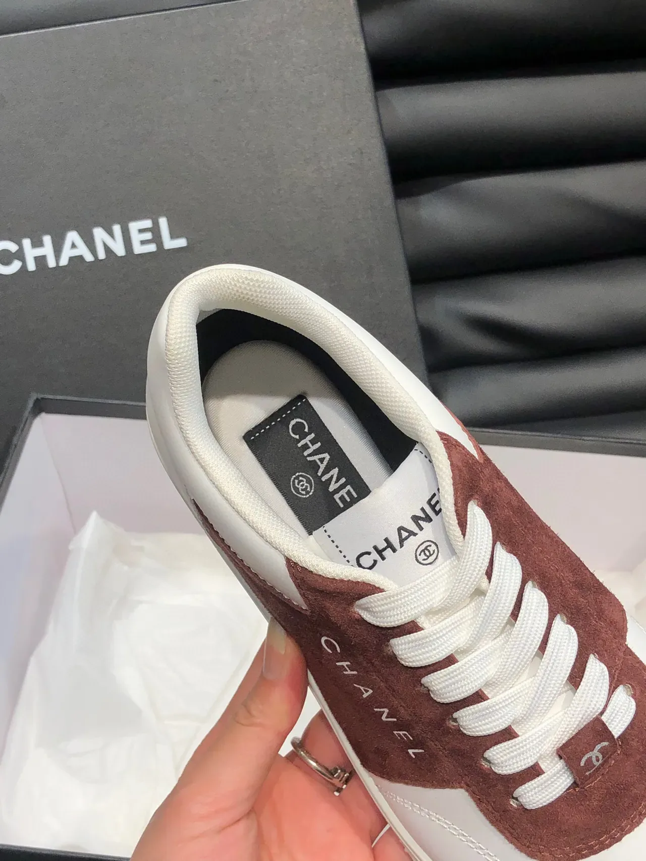 Chanel Two-Tone Suede and Leather Lifestyle Sneakers 6