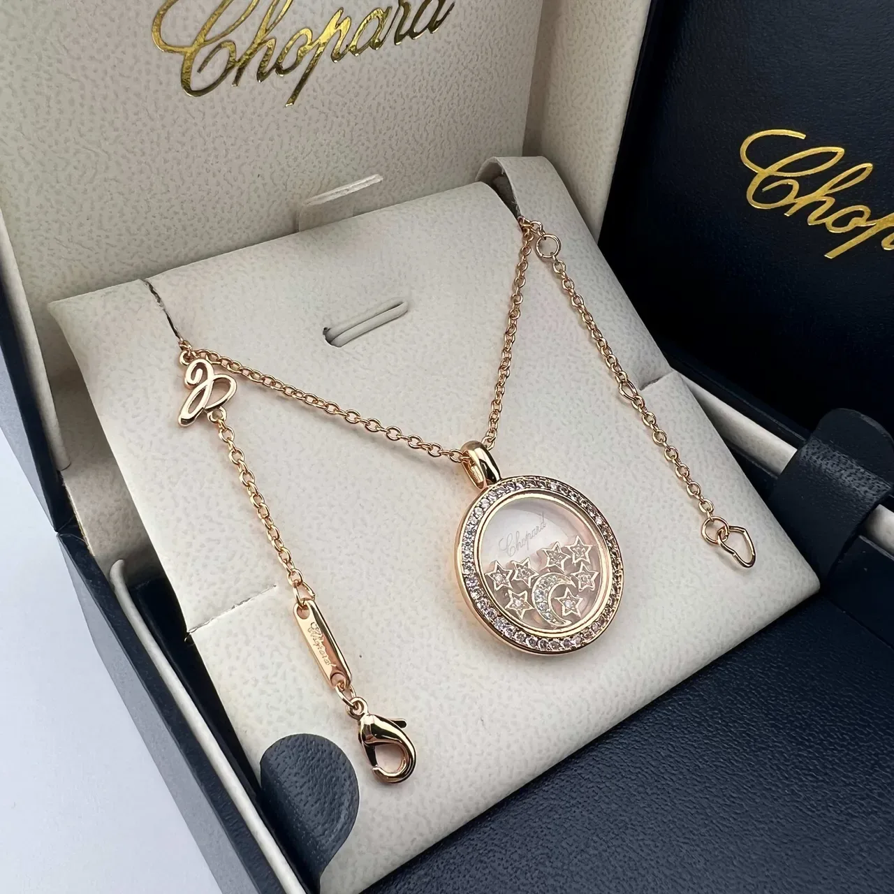 Chopard Happy Stars Crescent Moon and Stars Pendant Necklaces 3