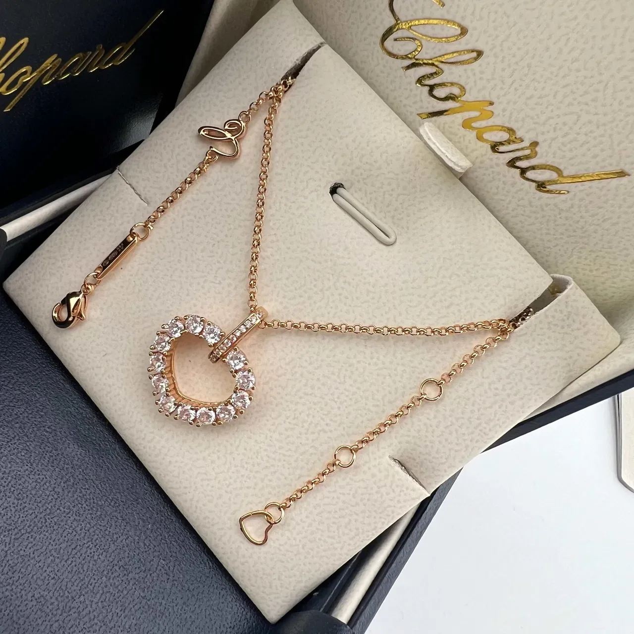 Chopard Open Heart Pavé Pendant Necklace 4