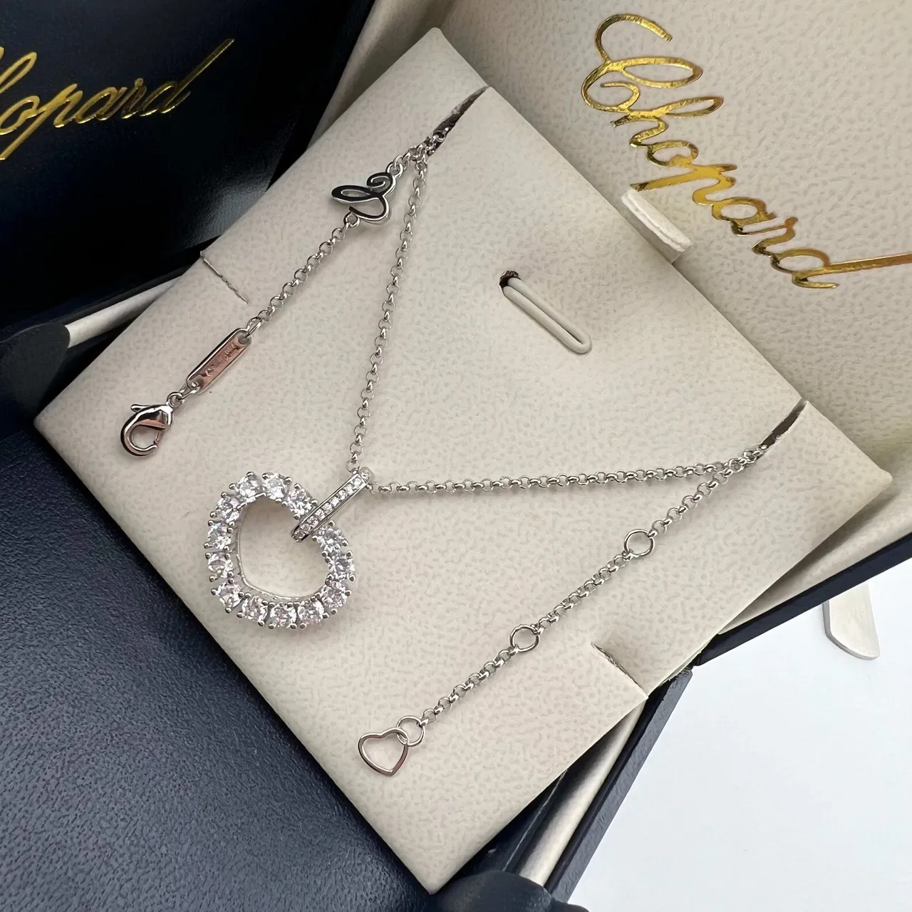 Chopard Open Heart Pavé Pendant Necklace 5