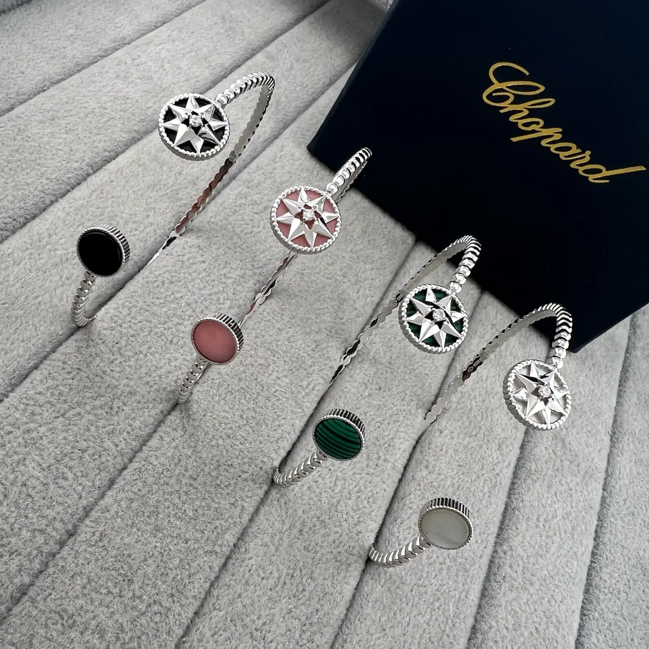 Chopard Star Compass Enamel and Gemstone Open-Cuff Bracelets 8
