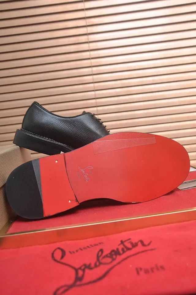 Christian Louboutin Black Pebbled Leather Cap Toe Oxford Shoes 3