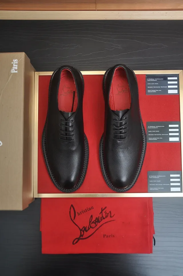 Christian Louboutin Black Pebbled Leather Cap Toe Oxford Shoes 5