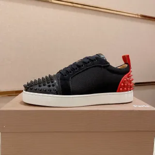 Christian Louboutin Black Red Spiked Toe Heel Counter Lifestyle Sneakers