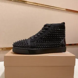 Christian Louboutin Louis Spikes Black Studded High-Top Lifestyle Sneakers