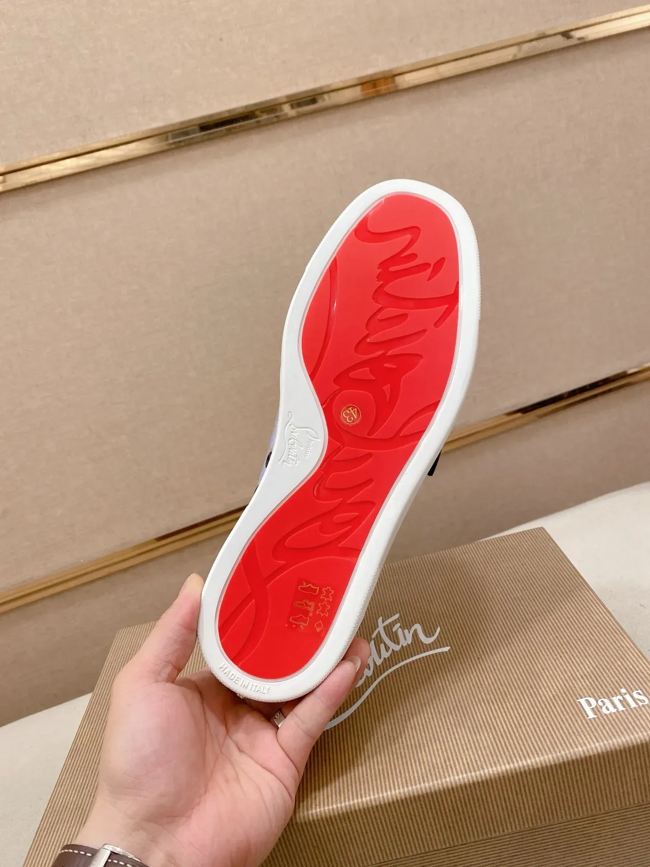 Christian Louboutin Spiked Toe Holographic Strap Lifestyle Sneaker 2