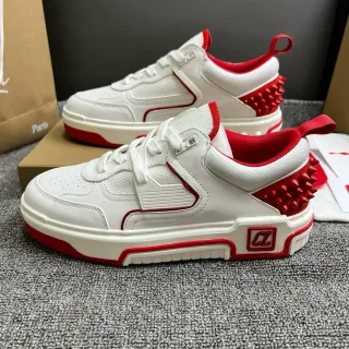 Christian Louboutin White and Red Spiked Heel Lifestyle Sneakers