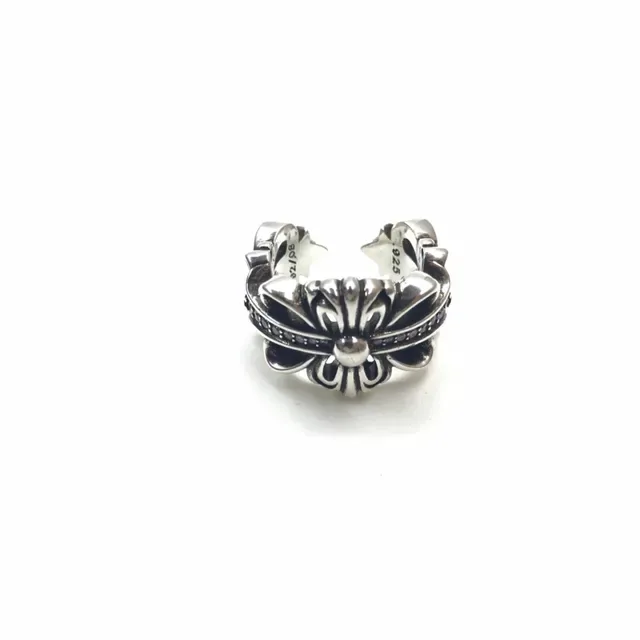 Chrome Hearts Cross Flower Pavé Silver Ring 2