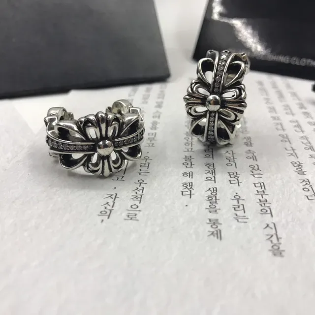 Chrome Hearts Cross Flower Pavé Silver Ring 3