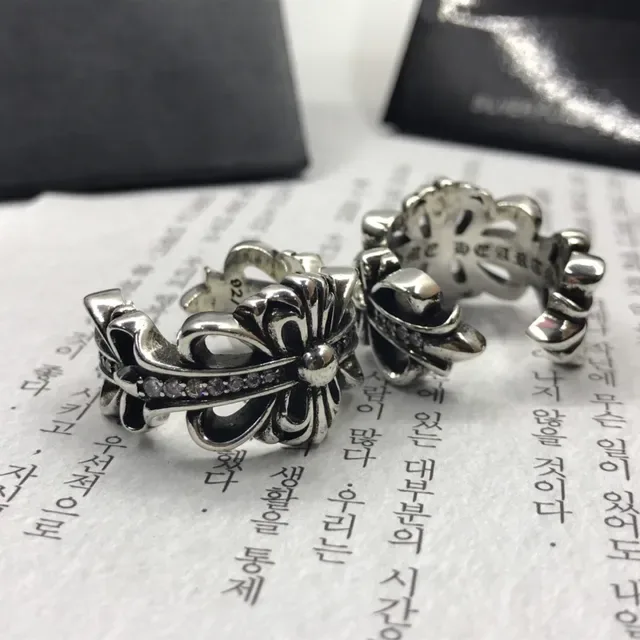 Chrome Hearts Cross Flower Pavé Silver Ring 5