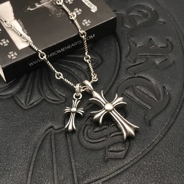 Chrome Hearts Double Cross Collier de Gemme Rose 4