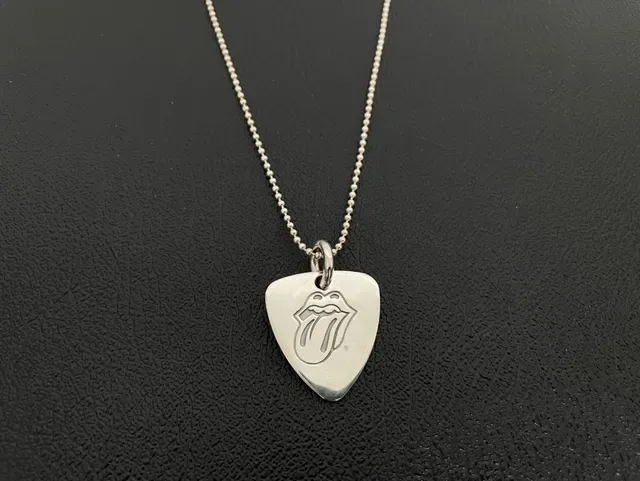 Chrome Hearts Engraved Dog Tag and Guitar Pick Pendant Collection Silver Motifs Necklace 7