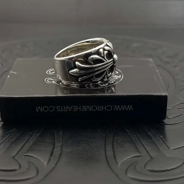 Chrome Hearts Fleur de Lis Oxidized Silver Ring 7
