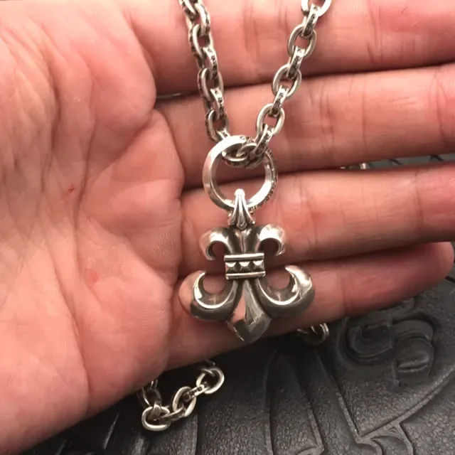 Chrome Hearts Fleur de Lis Pendant Silver Necklace 2