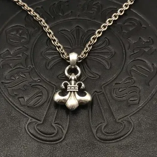 Chrome Hearts Fleur de Lis Pendant Silver Necklace