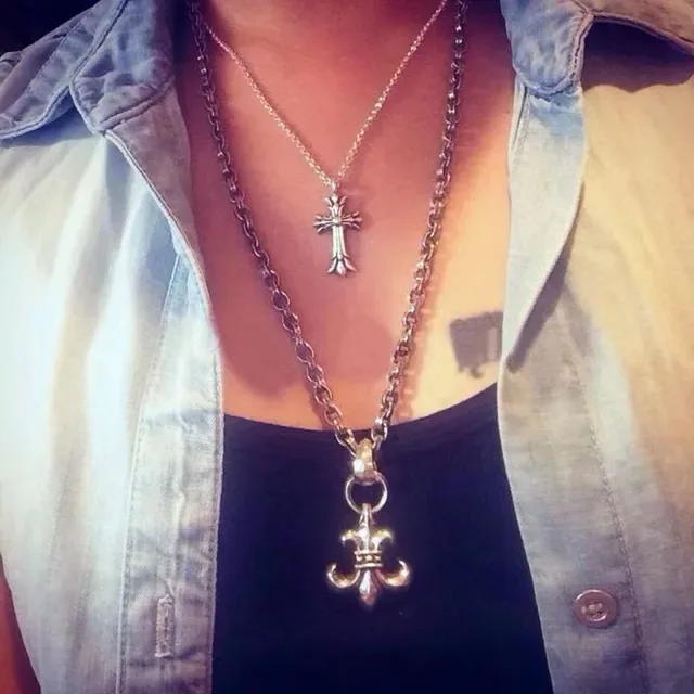 Chrome Hearts Fleur de Lis सिल्वर पेंडेंट नेकलेस 3
