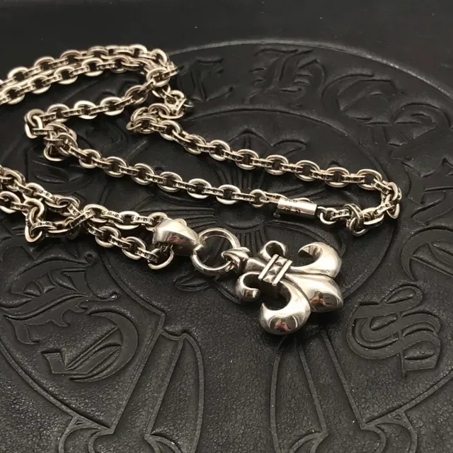Chrome Hearts Fleur de Lis सिल्वर पेंडेंट नेकलेस 7