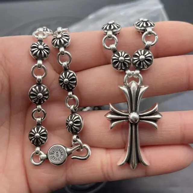 Chrome Hearts Floral Bead Cross Pendant Necklace 4