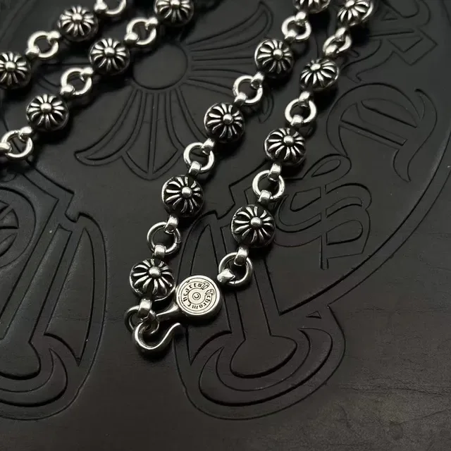 Chrome Hearts Floral Bead Cross Pendant Necklace 6