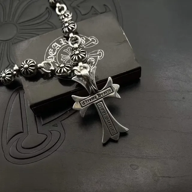 Chrome Hearts Floral Bead Cross Pendant Necklace 7