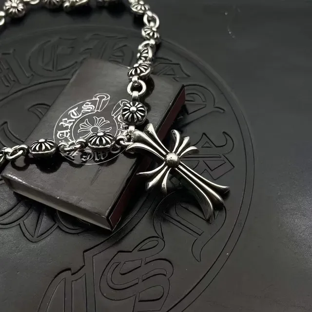 Chrome Hearts Floral Bead Cross Pendant Necklace 8