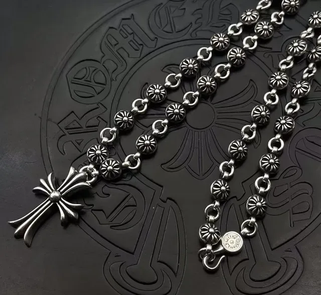 Chrome Hearts Floral Bead Cross Pendant Necklace 9