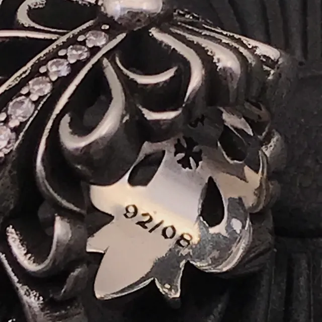 Chrome Hearts Floral Cross Pavé Crystal Silver Ring 4