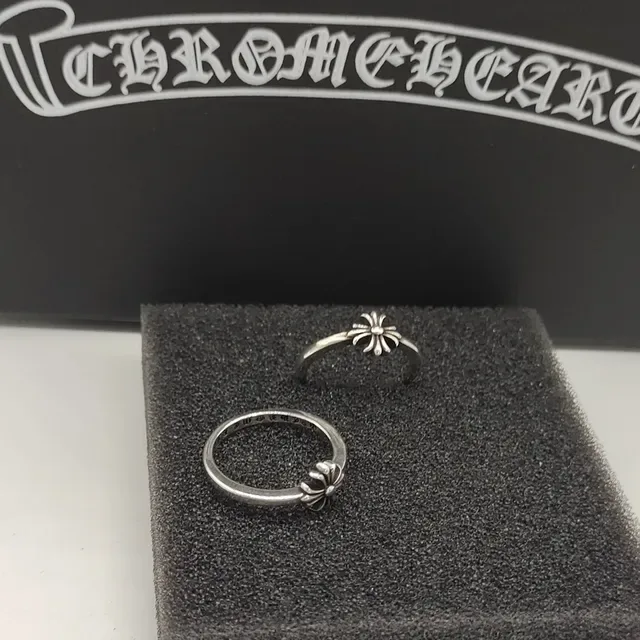 Chrome Hearts Floral Cross Silver Stackable Rings 2
