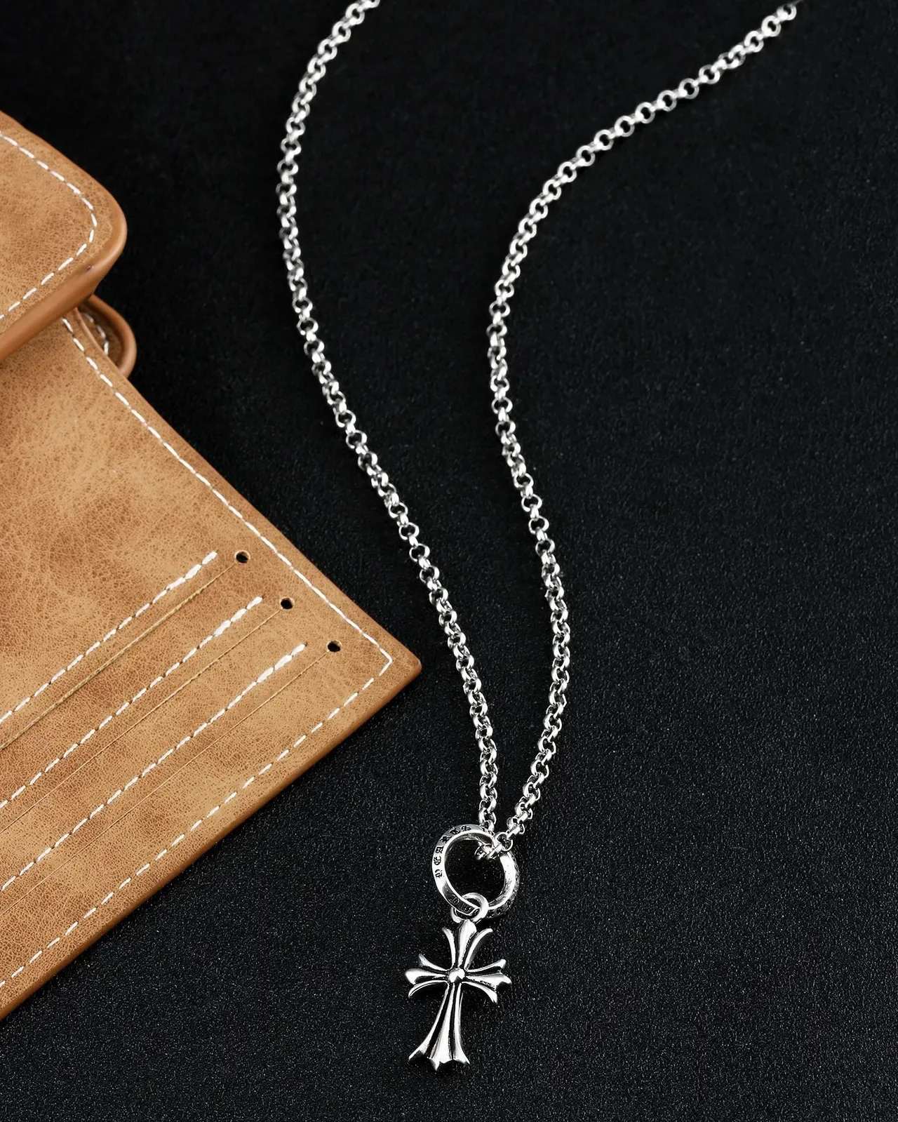 Chrome Hearts Gothic Cross Oxidized Silver Necklace 2