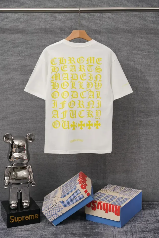 Chrome Hearts Pocket Tee White Yellow Crewneck T-Shirt 4