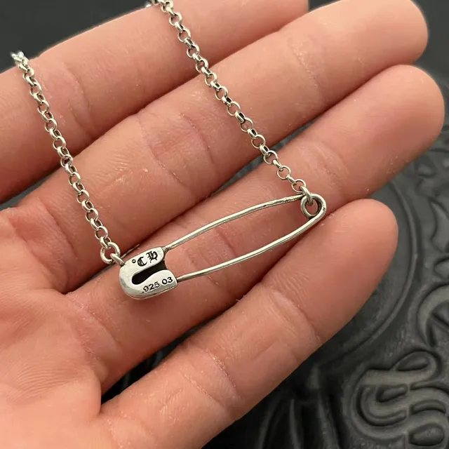 Colar de alfinete de segurança Chrome Hearts colar de motivo floral em prata 5