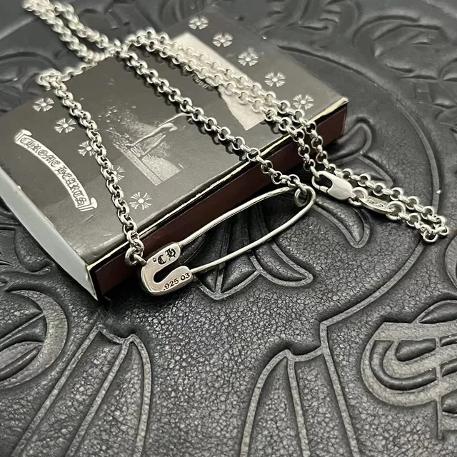 Colar de alfinete de segurança Chrome Hearts colar de motivo floral em prata 9