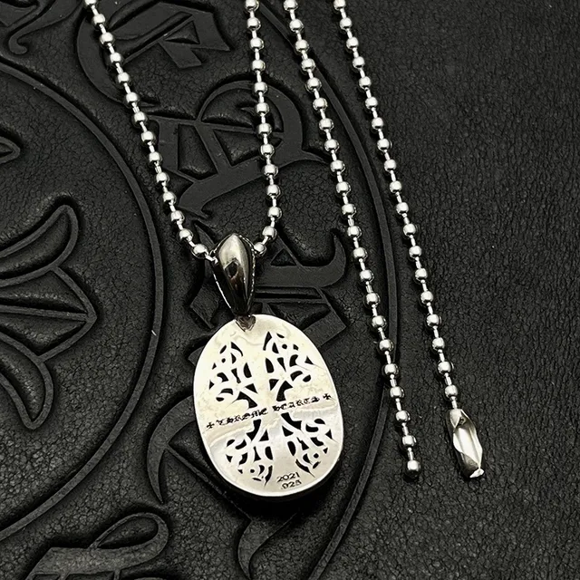 Chrome Hearts Argent Noir Orné Filigrane Pavé-Set Pierres Collier 7