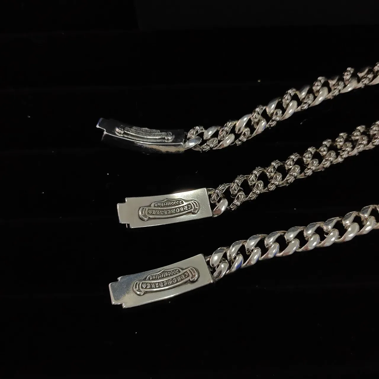Chrome Hearts Bracelet Chaîne Mixta Maillons Ornés Gravés Argent 3