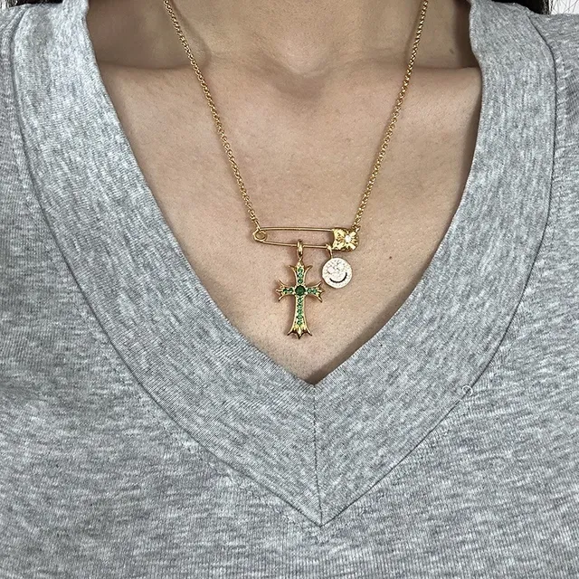 Chrome Hearts Smiley Cross et Pavé Cross Gold-Tone colliers de gemmes 2